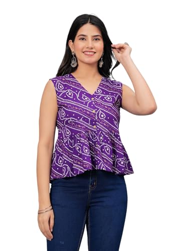 Image of Stylum Women's Bandhej Printed Rayon Peplum Top