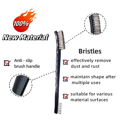 Image of 8 Pack Wire Brush Set - Small Wire Brushes for Cleaning Rust, Paint, Metal Surfaces, Crevices and Detail Cleaning Tools.