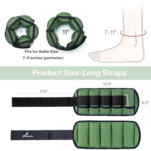 Image of Sportneer Adjustable Ankle Weights for Women and Men 7 lbs /Pair Adjustable Leg Weights with Secure Straps, Strength Training Weighted for Yoga, Walking, Running, Aerobics, Gym, Physical Therapy