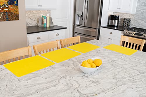Gasare, Silicone Placemats For Dining Table, Kids Placemats, Table Mats, Nonslip, Washable, Heat Resistant, Flexible, 20% Thicker, 16" X 12" X 1.1Mm, Set Of 4, Yellow #TOP6