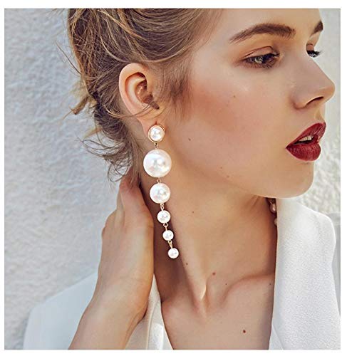 Pearl Dangle Earrings Long Tassel Pearl Earrings for Women Dainty Pearl Chain Earrings Prom Jewelry4