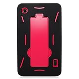 Eagle Cell Alcatel OneTouch Pop 7 Tablet Hybrid Armor Protective Case with Stand - Retail Packaging - Red/Black