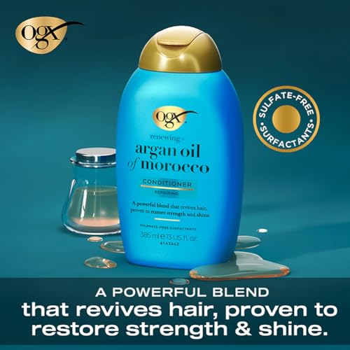 Image of OGX Renewing + Argan Oil Of Morocco Hydrating Hair Conditioner, Cold-Pressed Argan Oil To Help Moisturize, Soften & Strengthen Hair, Paraben-Free With Sulfate-Free Surfactants, 385Ml,1 Count