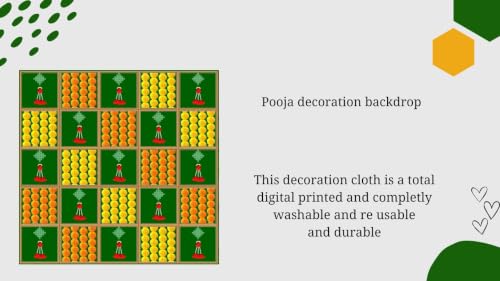 Image of varalakshmi Pooja Decorations Cloth | Pooja Decoration backdrops orangle & Yellow Flowers Backdrop| Backdrop Cloth for Decoration Pooja 5x5 feet