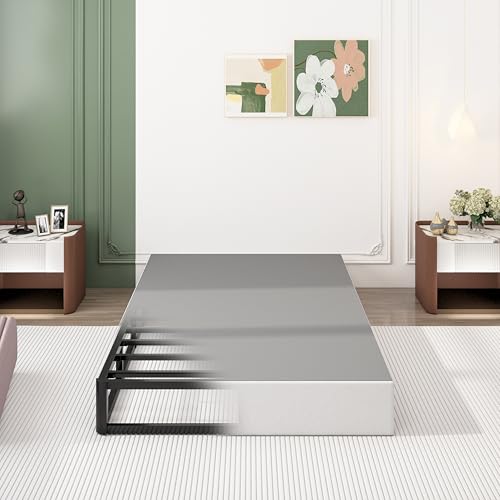 TROZULER 9 Inch Twin Box Spring Heavy Duty Metal Mattress Foundation 3000 lbs Capacity High Profile Noise-Free Easy Assembly with Fabric Cover