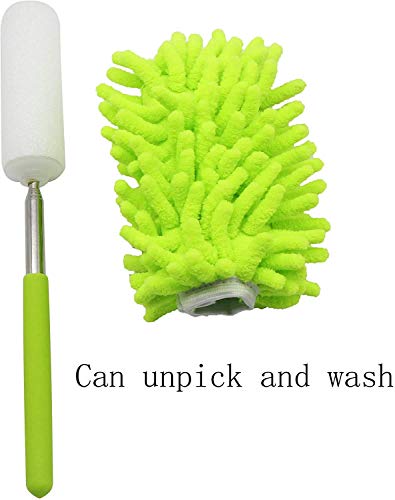 Image of Microfiber Retractable Cleaning Dust Remover, Removable and Cleanable Hand-held Dust Remover, Used to Clean Offices, Cars, Windows, Etc. (2 Pack, Blue+Green)