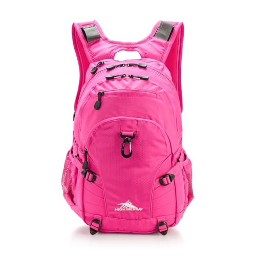 Image of High Sierra Loop Backpack, Travel, or Work Bookbag with tablet sleeve, One Size, ELECTRIC FUCHSIA