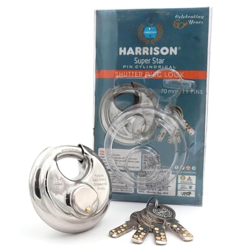 Image of Harrison Padlocks /Round Padlock 70mm 12 Pin with 3 Computerised Keys 0495-SUPER-STAR Pack of 1 /Padlock, Padlocks, Locks for Home, Locks for Main Door, gate