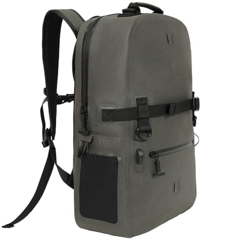 Image of Breakwater Supply Fogland Waterproof IP68 Submersible Backpack | Laptop Sleeve & Airtight Zippers for Work, Travel, Outdoors, Boating, Hiking, Floating Dry Bag, Unisex, TPU (Charcoal, 25L)