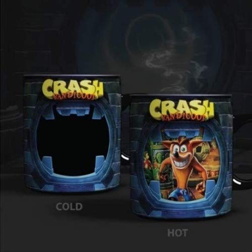 Crash Bandicoot Thermoeffekt Tasse Crash Bandicoot schwarz, bedruckt, aus 100 % Keramik, Fassungsvermögen ca. 315 ml..