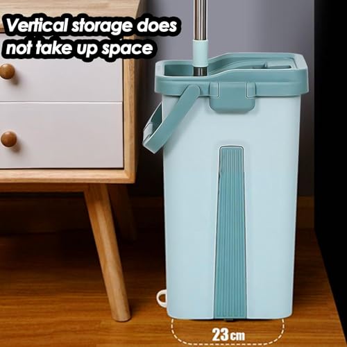 Bodenwischer und Eimer - Haushalt Flacher Wischeimer | Tragbares Bodenreinigungssystem, platzsparender Wischmopp für Wohnung, Schlafsaal – Bild 4