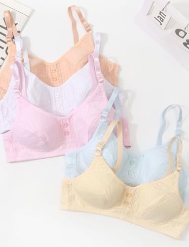 SEAUR Girls Training Bras Cotton Comfortable Teenager Bralette Soft Breathable Chest Double Lined Adjustable 3 Packs4