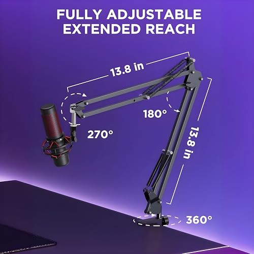 Image of CLAPONE Microphone Stand for Singing Suspension Boom Scissor Arm for Broadcasting and Recording Microphone Desk Arm Stand Adjustable for Voice-over, Gaming, Studio, Home Office