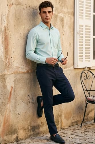 Image of Louis Philippe Men's Slim Fit Easy to Iron Everyday wear Premium Cotton Full Sleeve Checks Formal Shirt