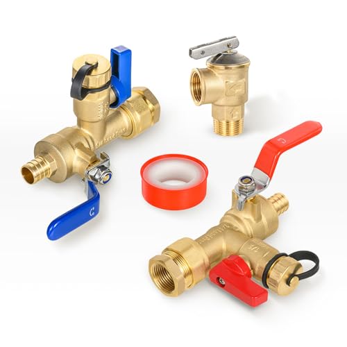 1 Set Niikappu Tankless Water Heater Service Valve Kit, FIP x PEX-Crimp