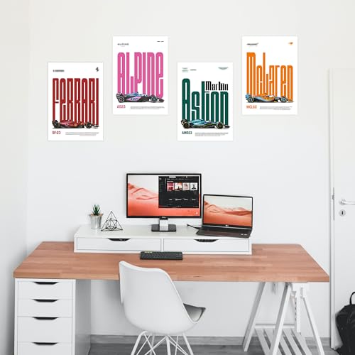 Image of CodersParadise Paper F1 Cars Wall Posters - Pack Of 6 | 8X12 Inch (A4 Size) | Wall Poster For Home Bedroom, Living Room Decor And Aesthetics | Included Glue Dots