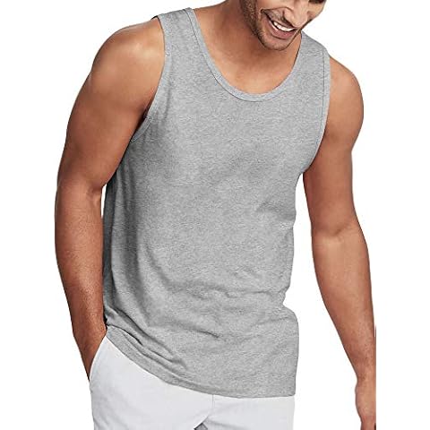 Hat and Beyond Mens Tank Top Soft Performance Boxing Gym Shirts Plain Muscle Tee (X-Large, 1hcc02_Heather Gray) Cover