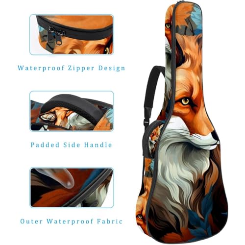 Étui de guitare acoustique 41 pouces imperméable avec motif renard multicolore - 4