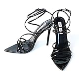 Cape Robbin Ada Sexy Stiletto High Heels for Women, Strappy Pointed Open Toe Shoes Heels - Black Size 11