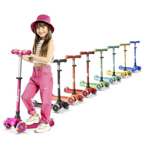 Kids Scooter – Children and Toddler 3 Wheel Kick Scooter – LED Wheel Lights Illuminate When Rolling– Adjustable Handlebar – Indoor and Outdoor Pink - Lifemaster