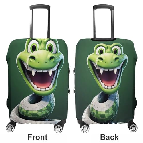 Cartoon Snake Green Luggage Cover, Washable Elastic Suitcase Cover Protector Fit 18-32 Inch Luggage3