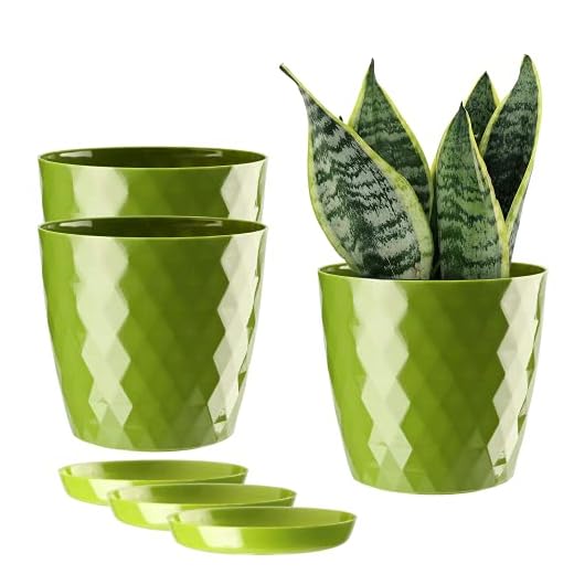 ORTEN Växtkruka inomhus plastblomkrukor för alla husväxter, örter, kaktus, orkidéer, suckulenter grön Ø 12 cm (4,72 tum), set med 3
