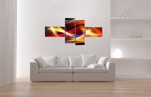 Visario Quadro Su Tela Colors XXL 160x70 Cm – 4 Tele Mod. 6531 – Stampa Artistica Su Telaio In Legno, Pronta Da Appendere