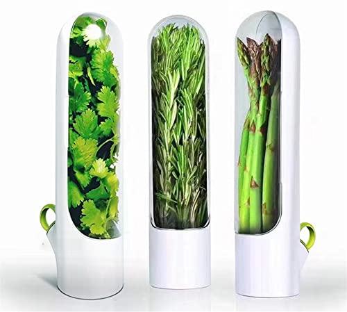 Herb Saver Best Keeper for Freshest Produce,Lasting Refrigerator Herb Keeper,Clear Herb Savor Pod, Herb Storage Container for Cilantro, Mint, Asparagus(3Pcs)
