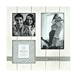 PRINZ Quotable Collage 4-Inch by 6-Inch and 4-inch by 4-inch Frame for Three Photos in Antique Finish, White