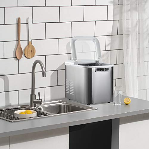 WOLTU Eiswürfelmaschine 2,2L, 4min Selbstreinigung, Eiswürfelbereiter 15kg eiswürfel in 24h, 2 Größen (Klein & Groß), Ice Maker Machine Für Camping, Haus, Büro & Party, Silber – Bild 3