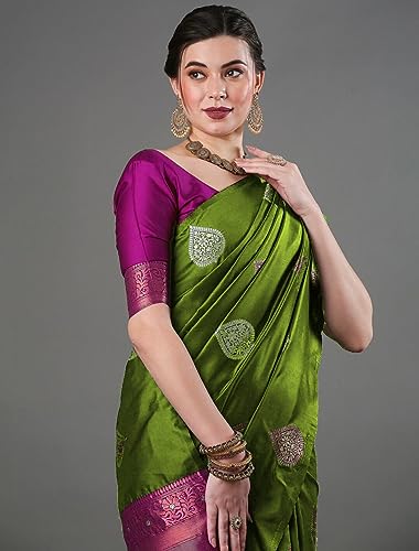 Image of Flosive Women's Mix Color Kanjivaram Silk Saree With Blouse