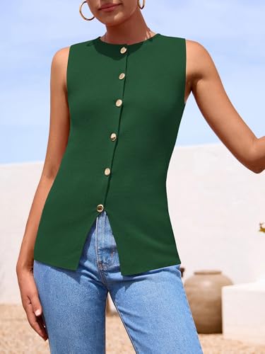 Image of PRETTYGARDEN Women's Sweater Vest Button Down Summer Tank Tops 2026 Sleeveless Knit Vests Fashion Business Casual Outfits
