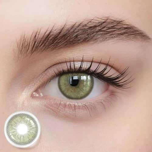 Freshlens Grüne Kontaktlinsen ohne Stärke Natürliche Jahreslinsen mit Irisrand & Farbverlauf Realistischer Green Eyes Effekt 14.5 mm Forest Fantasy