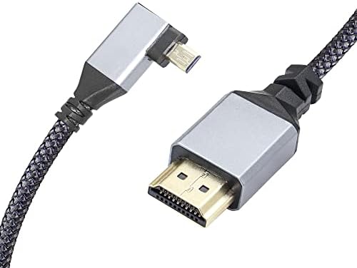 RIIEYOCA Kabel przedłużający Micro HDMI męski na HDMI, 50 cm (szary) (lewy kąt)