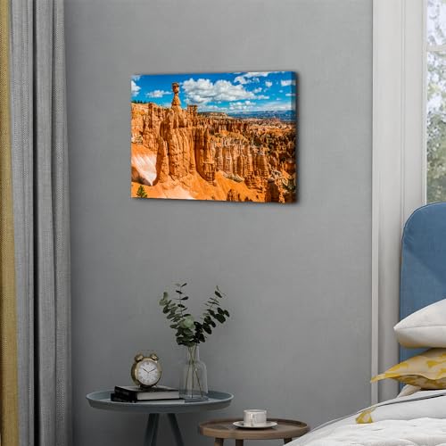 Image of Bryce Canyon National Park Canvas Wall Art Utah Beautiful Orange Mountain Photograph Picture Home Decor for Living Room Bedroom Office Wall Decoration Modern Artwork Framed Ready to Hang 12x16 inch