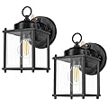 MATAMEYE Dusk to Dawn Sensor Outdoor Wall Sconce, Exterior Waterproof Wall Mount Lanterns, Black Front Porch Lights with Clear Beveled Glass, 2 Pack
