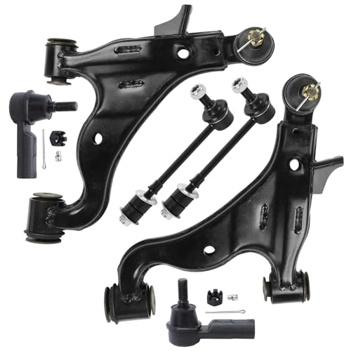 Image of Detroit Axle - RWD Front 6pc End Kit for 2005-2015 Toyota Tacoma, 2 Lower Control Arms with Ball Joint 2 Sway Bar End Links 2 Outer Tie Rods 2006 2007 2008 2009 2010 2011 2012 2013 2014 Replacement