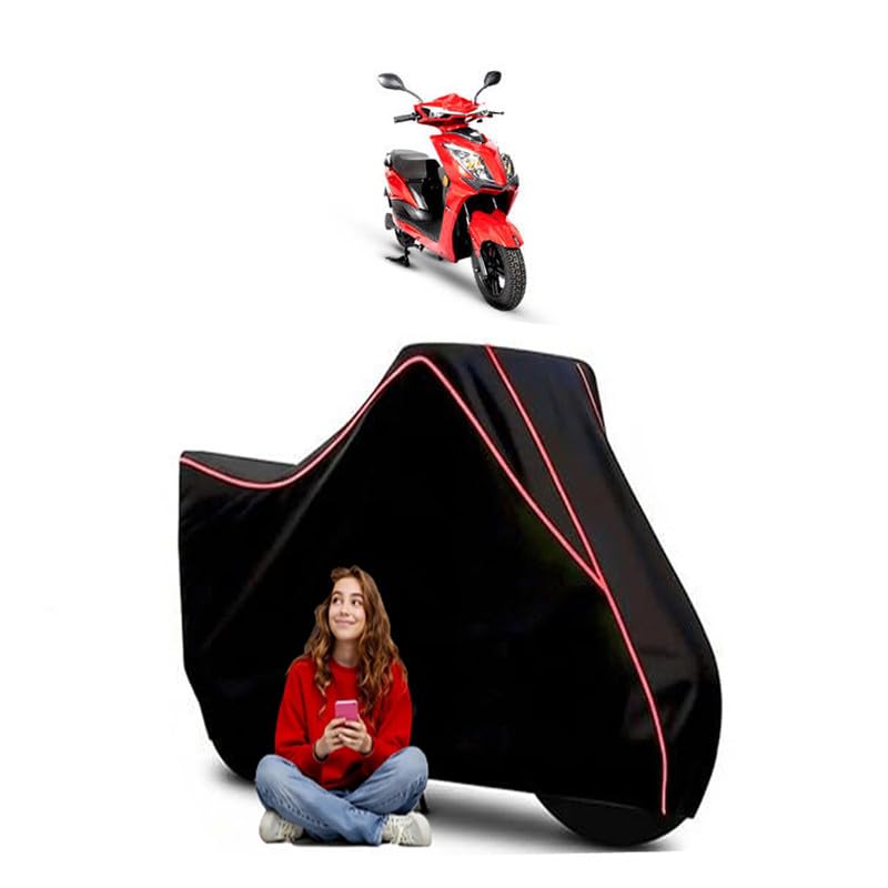 Image of EeVe Scooty Bike Cover Water Resistant Outdoor Use Universal Fit Scooters Motorcycles Heavy Duty UV Protection Dust Rain Scratch Resistant Elastic Bottom Black Blue Piping