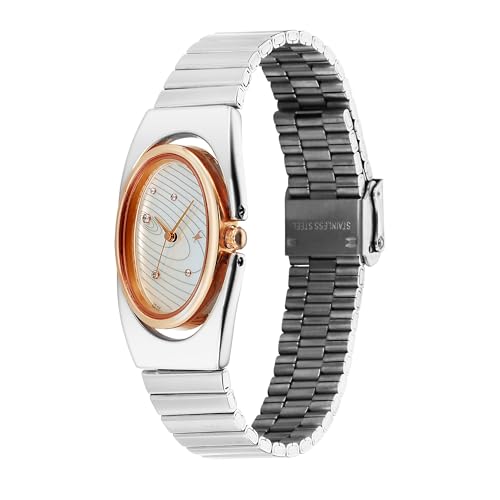 Image of Fastrack UFO Quartz White Shaped Dial Girls Watch | Silver Colour Band | Watches for Girls Analog - 6318KM01
