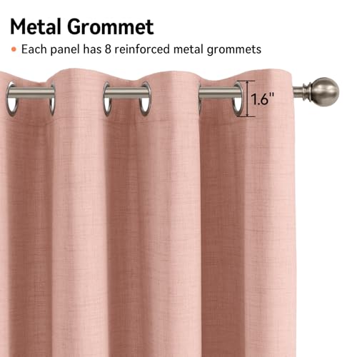 Image of 100% Blackout Shield Linen Textured Total Blackout Curtains for Bedroom 72 Inches Long, Blush Pink Grommet Curtains for Living Room, Thermal Insulated Room Darkening Drapes, 50 inch W x 72 inch L, 2 Panels