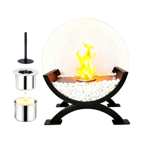 Brasero Portátil Mesa – Estación Fuego Compacta, Base Desmontable Reutilizable, Mini Hogar Decorativo, Unidad Ligera | Iluminación Ambiental Calidez para Hogar Balcón Terraza Jardín