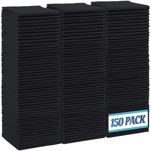 Image of HOMEXCEL Black Microfiber Cleaning Cloth,150 Pack Cleaning Rags, Cleaning Towels,11.5 inchX11.5 inch Shop Towels