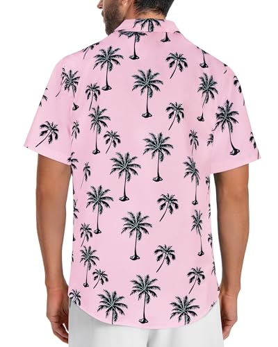 Image of Men Hawaiian Shirt Short Sleeve Summer Beach Button Down Shirts with Pocket