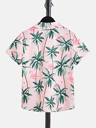Verdusa Boy's Tropical Hawaii Floral Button Up Shirts Short Sleeve Collared Vacation Tops2