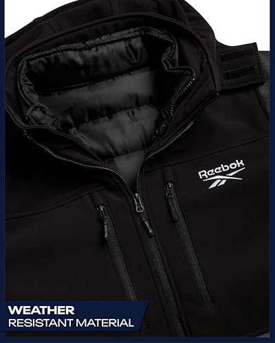 Image of Reebok Mens Winter Coats - 3 in 1 System Hooded Softshell Windbreaker Jacket and Quilted Puffer Insulated Mens Ski Jacket