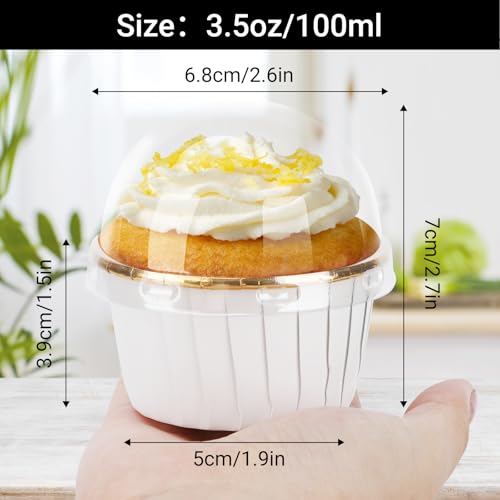 Caissettes à cupcakes en aluminium blanc et doré avec couvercles pour fête 50pcs - 3