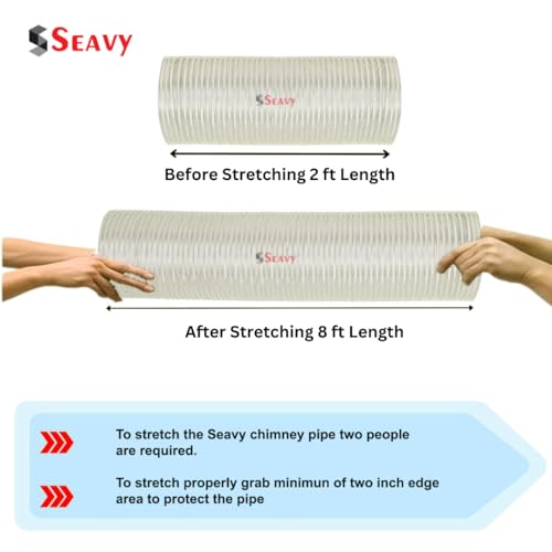 Image of 6 Inches 8 ft Kitchen Chimney Exhaust Duct Pipe Installation Kit with Cowl Cover, Clamp, Screws, Aluminum Tape | Compatibe with all Brands of Chimney (6 inches 8 ft kit)