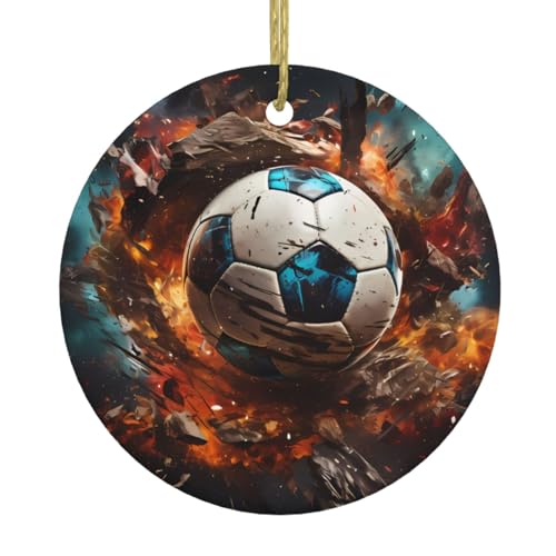 Petardo - Adornos colgantes de cerámica para árbol de Navidad, decoraciones redondas festivas para fiestas en el hogar, bodas