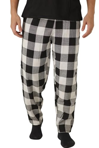 Calça De Pijama Xadrez De Flanela Masculina (Preto, G1)