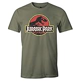 modisches Jurassic Park T-shirt mit großformatigen Classic Vintage Logo Printdesign im Retro Look